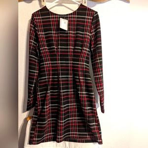 RD Style Black Plaid Long Sleeve Dress Brand New With Tags Size Medium